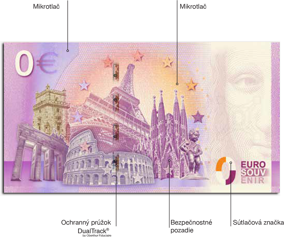 Eurosouvenir bankovka rubová strana - technológie tlače eurosouvenir-bankovka-rub-technologie